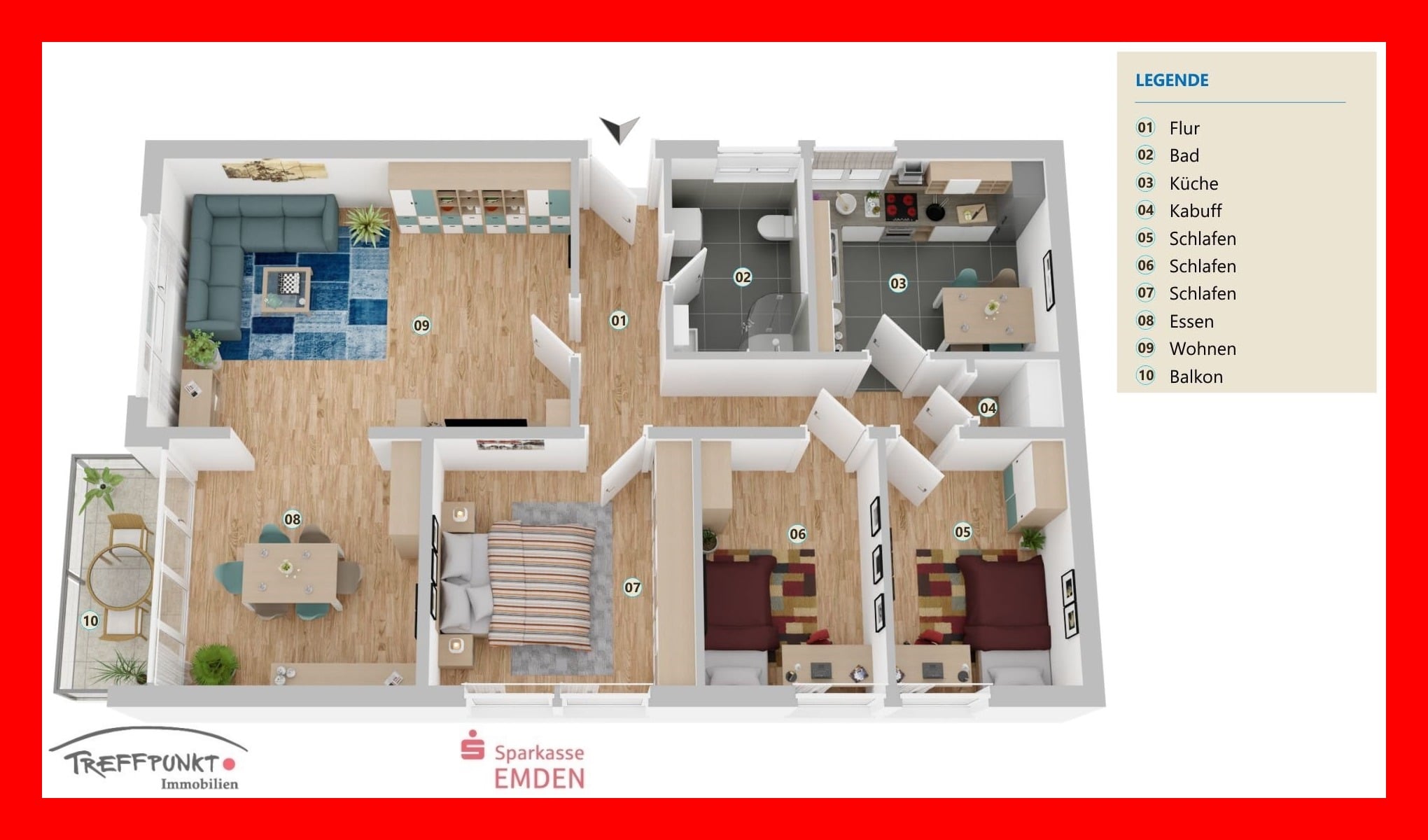 Wohnung zum Kauf 129.000 € 4 Zimmer 101 m²<br/>Wohnfläche Stadtzentrum Emden 26725