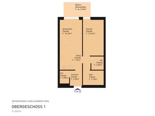 Wohnung zur Miete 460 € 2 Zimmer 47 m² 2. Geschoss frei ab sofort Packerstraße 5 Seiersberg-Pirka 8054