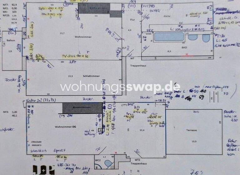Wohnung zur Miete Tauschwohnung 1.123 € 3 Zimmer 103 m² 2. Geschoss Niederschönhausen Berlin 13156