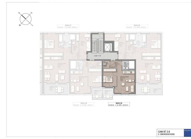 Wohnung zum Kauf - Erstbezug provisionsfrei 249.000 € 2 Zimmer 43,5 m² 2. Geschoss frei ab sofort Süsterfeldwinkel 71 Aachen 52072