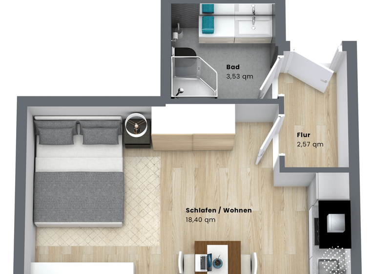 Studio zum Kauf 231.000 € 1 Zimmer 24,5 m² Josef-Spital-Straße 7 Fürstenfeldbruck 82256