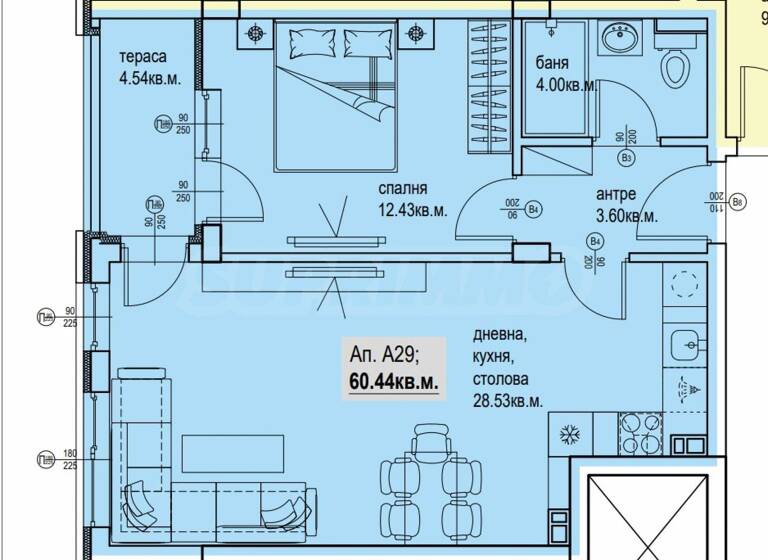 Wohnung zum Kauf 87.282 € 2 Zimmer 69,8 m² Plovdiv