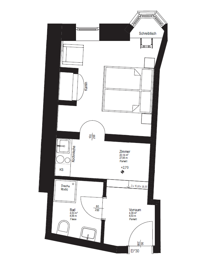 Wohnung zur Miete 600 € 1 Zimmer 29,1 m²<br/>Wohnfläche 1.<br/>Geschoss Weer 6116