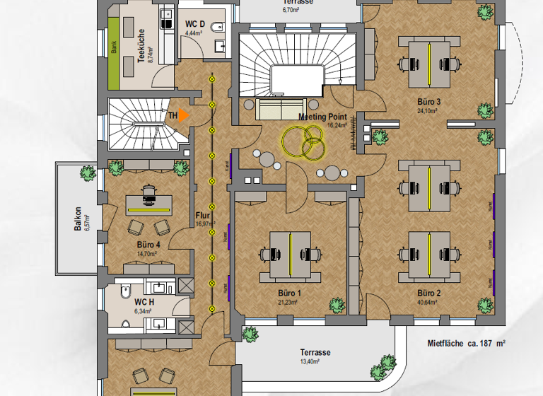 Bürofläche zur Miete provisionsfrei 6 Zimmer 187 m² Bürofläche teilbar ab 55 m² Gärten h d Veste Nürnberg 90408