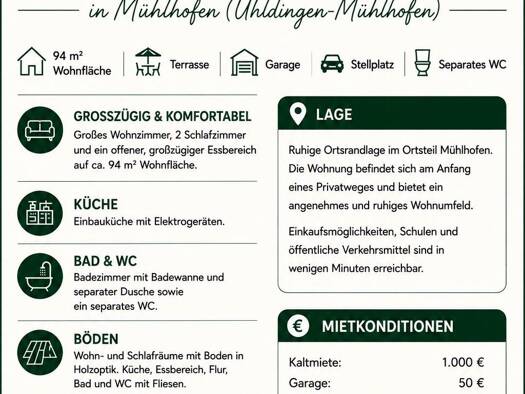 Wohnung zur Miete 1.050 € 3,5 Zimmer 94 m² Geschoss EG/2 frei ab 01.11.2026 Mühlhofen Uhldingen-Mühlhofen 88690