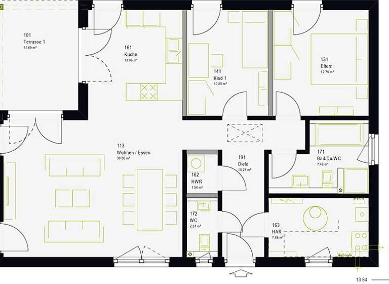 Bungalow zum Kauf - Erstbezug provisionsfrei 285.290 € 5 Zimmer 108 m² 960 m² Grundstück Klostermansfeld 06308