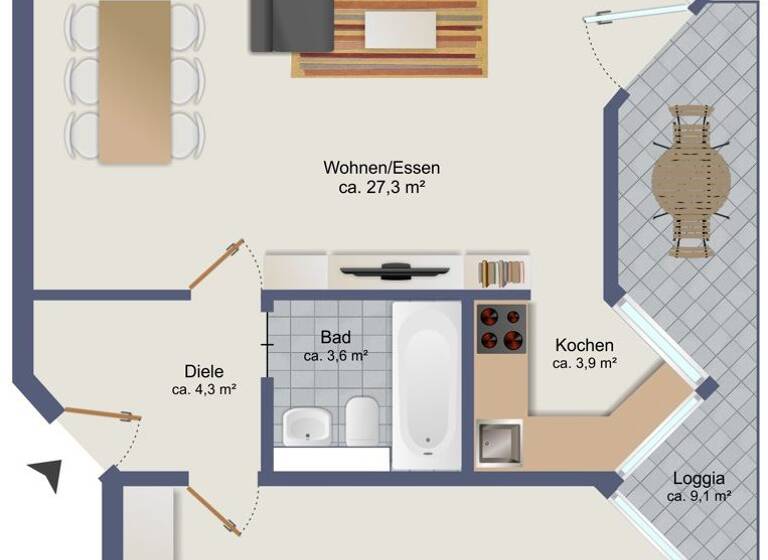 Wohnung zum Kauf 319.000 € 2 Zimmer 59,9 m²<br/>Wohnfläche 3.<br/>Geschoss Lohhof Unterschleißheim / Lohhof 85716