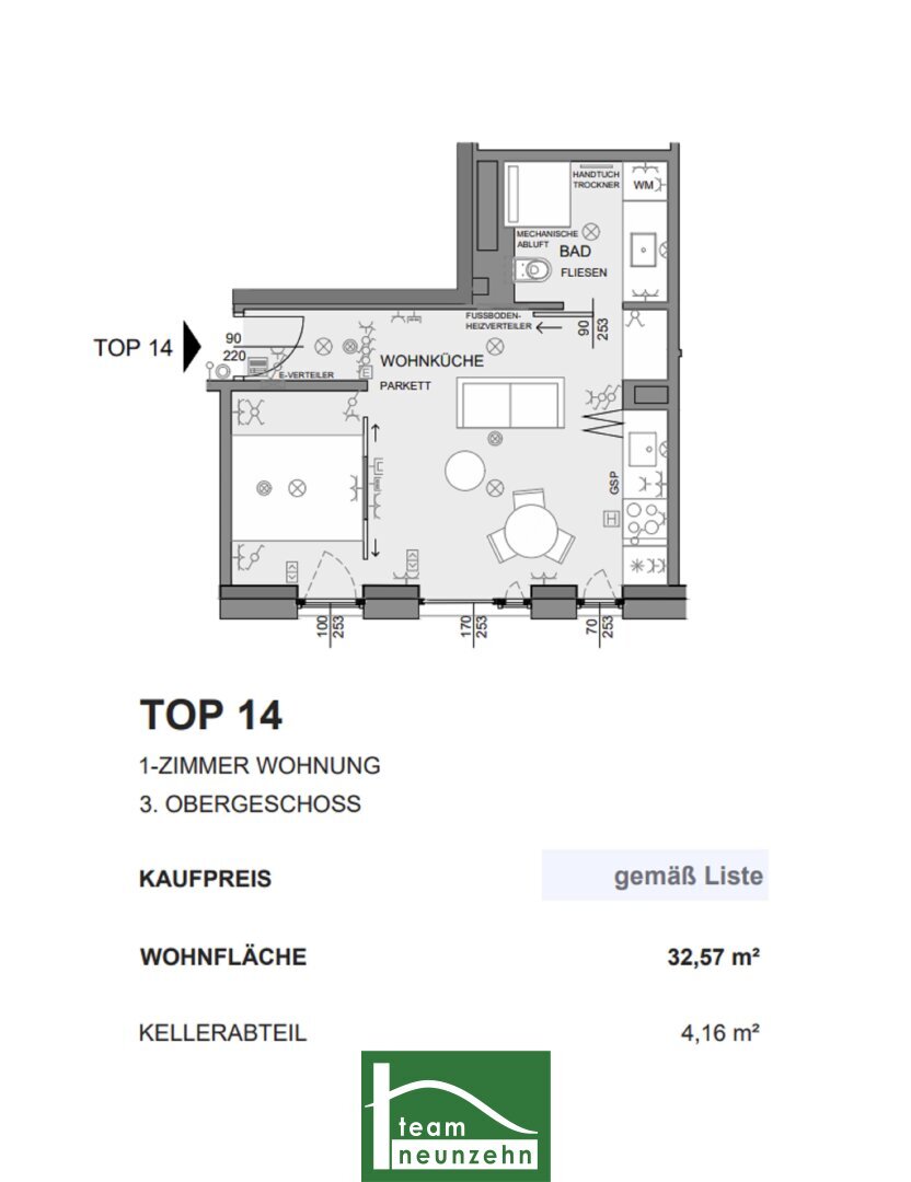 Wohnung zum Kauf 217.673 € 1 Zimmer 32,8 m²<br/>Wohnfläche 3.<br/>Geschoss Sandleitengasse 64 Wien 1170