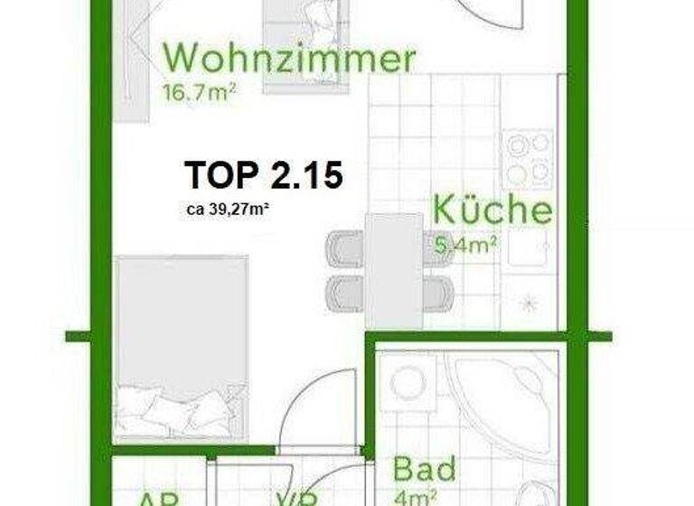 Studio zum Kauf 145.299 € 1 Zimmer 33,5 m² 2. Geschoss Wiener Neustadt 2700