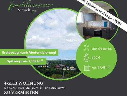 Wohnung zur Miete 640 € 4 Zimmer 89,5 m² 3. Geschoss Idar-Oberstein 55743