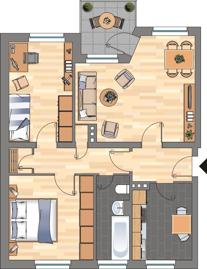 Wohnung zur Miete 499 € 3 Zimmer 63,3 m²<br/>Wohnfläche 2.<br/>Geschoss Tjackleger Fährweg 17 Leer Leer 26789