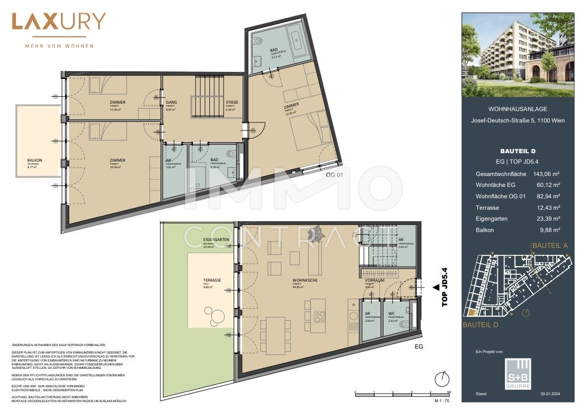 Wohnung zum Kauf provisionsfrei 879.000 € 4 Zimmer 143,1 m²<br/>Wohnfläche EG<br/>Geschoss 01.09.2025<br/>Verfügbarkeit Josef-Deutsch-Straße 5 Wien 1100