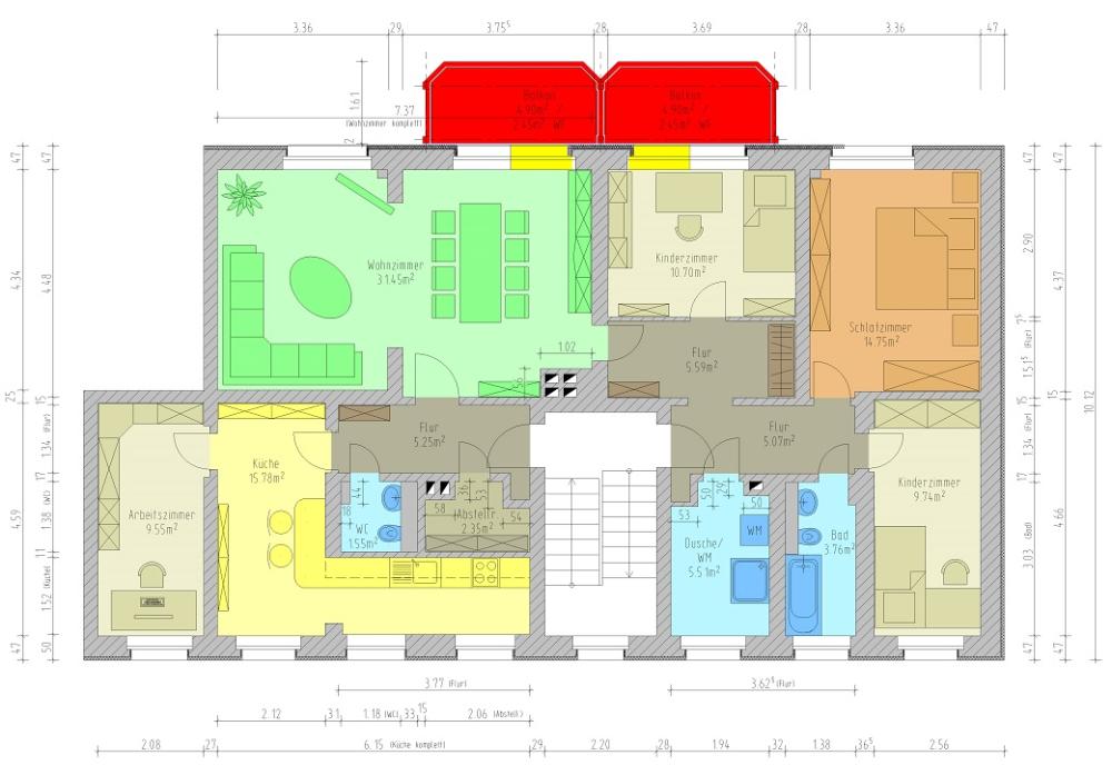 Wohnung zur Miete 820 € 5 Zimmer 126 m²<br/>Wohnfläche 2.<br/>Geschoss ab sofort<br/>Verfügbarkeit Walther-Rathenau-Straße 15 Wilkau-Haßlau Wilkau-Haßlau 08112