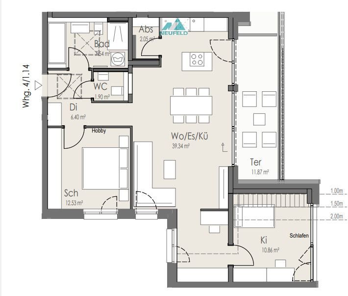 Wohnung zur Miete 1.179 € 3 Zimmer 86,3 m²<br/>Wohnfläche 01.02.2025<br/>Verfügbarkeit Lobenbacherstraße 4/1 Stein Neuenstadt am Kocher 74196