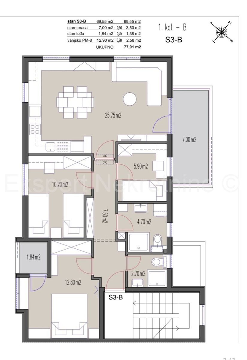 Wohnung zum Kauf 254.133 € 3 Zimmer 78 m²<br/>Wohnfläche 1.<br/>Geschoss Podstrana center