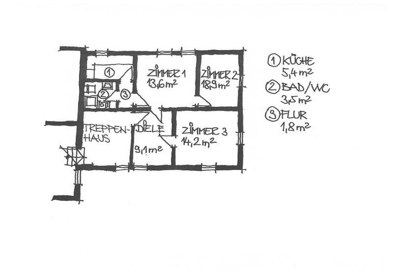 Wohnung zur Miete 310 € 3 Zimmer 57 m²<br/>Wohnfläche 1.<br/>Geschoss Lutherplatz 7 Schmalkalden Schmalkalden 98574