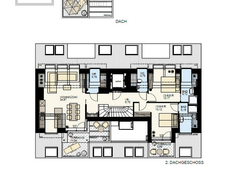 Penthouse zum Kauf - Erstbezug 966.500 € 3 Zimmer 98 m² 8. Geschoss Wien, Brigittenau 1200