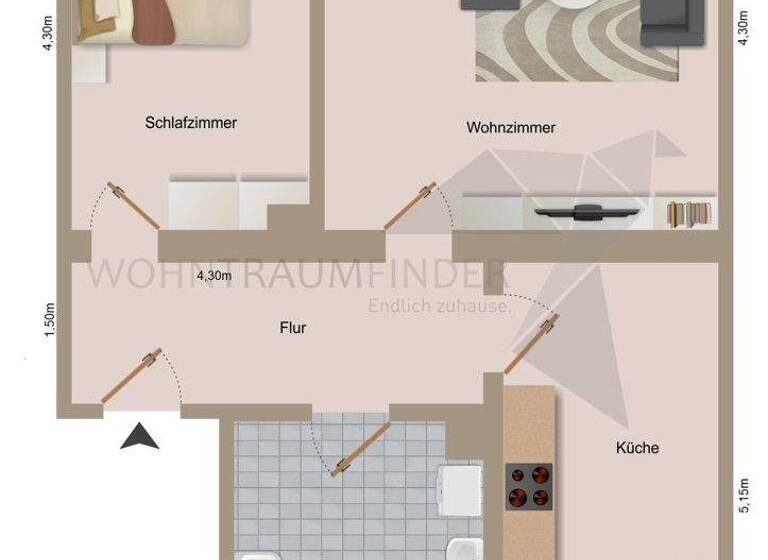Wohnung zur Miete 319 € 2 Zimmer 54 m² 2. Geschoss Brüderstraße 31 Werdau 08412