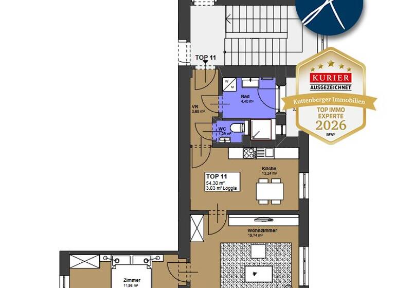 Wohnung zur Miete 566 € 2 Zimmer 54,3 m² frei ab 01.07.2026 Krems an der Donau 3500