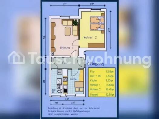 Wohnung zur Miete Tauschwohnung 380 € 2 Zimmer 55 m² 3. Geschoss Südvorstadt-Ost Dresden 01069