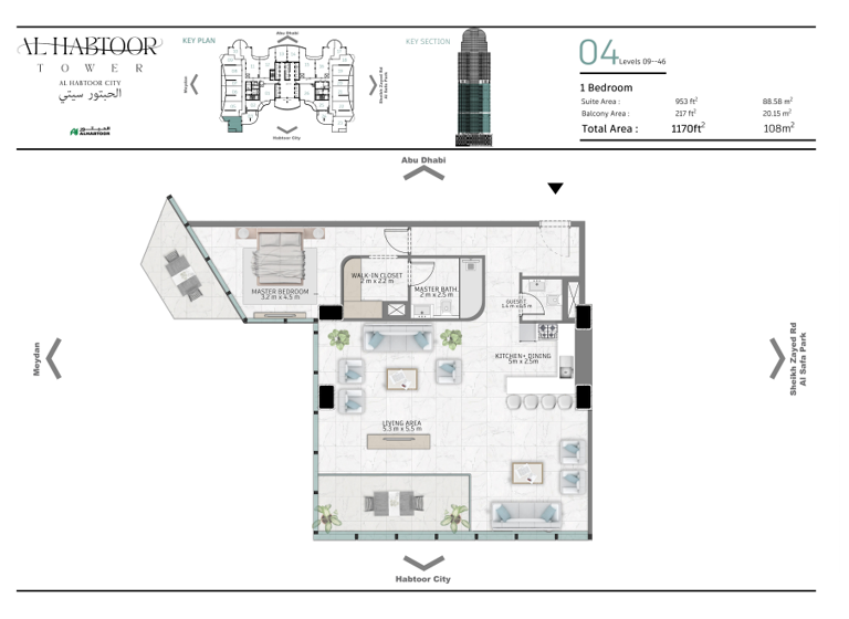 Wohnung zum Kauf provisionsfrei 767.000 € 2 Zimmer 108,7 m² 10. Geschoss Dubai