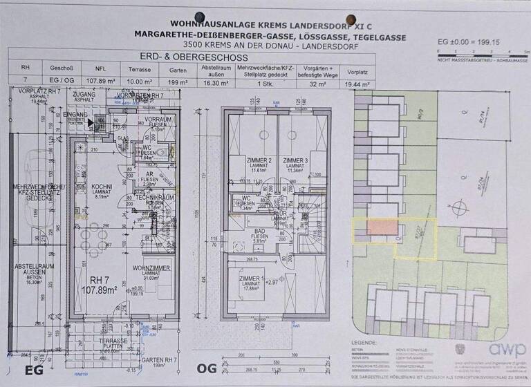 Reihenmittelhaus zum Kauf provisionsfrei 495.000 € 4 Zimmer 108 m² 199 m² Grundstück Margarethe-Deißenberger-Gasse 2 Landersdorf Krems an der Donau 3500