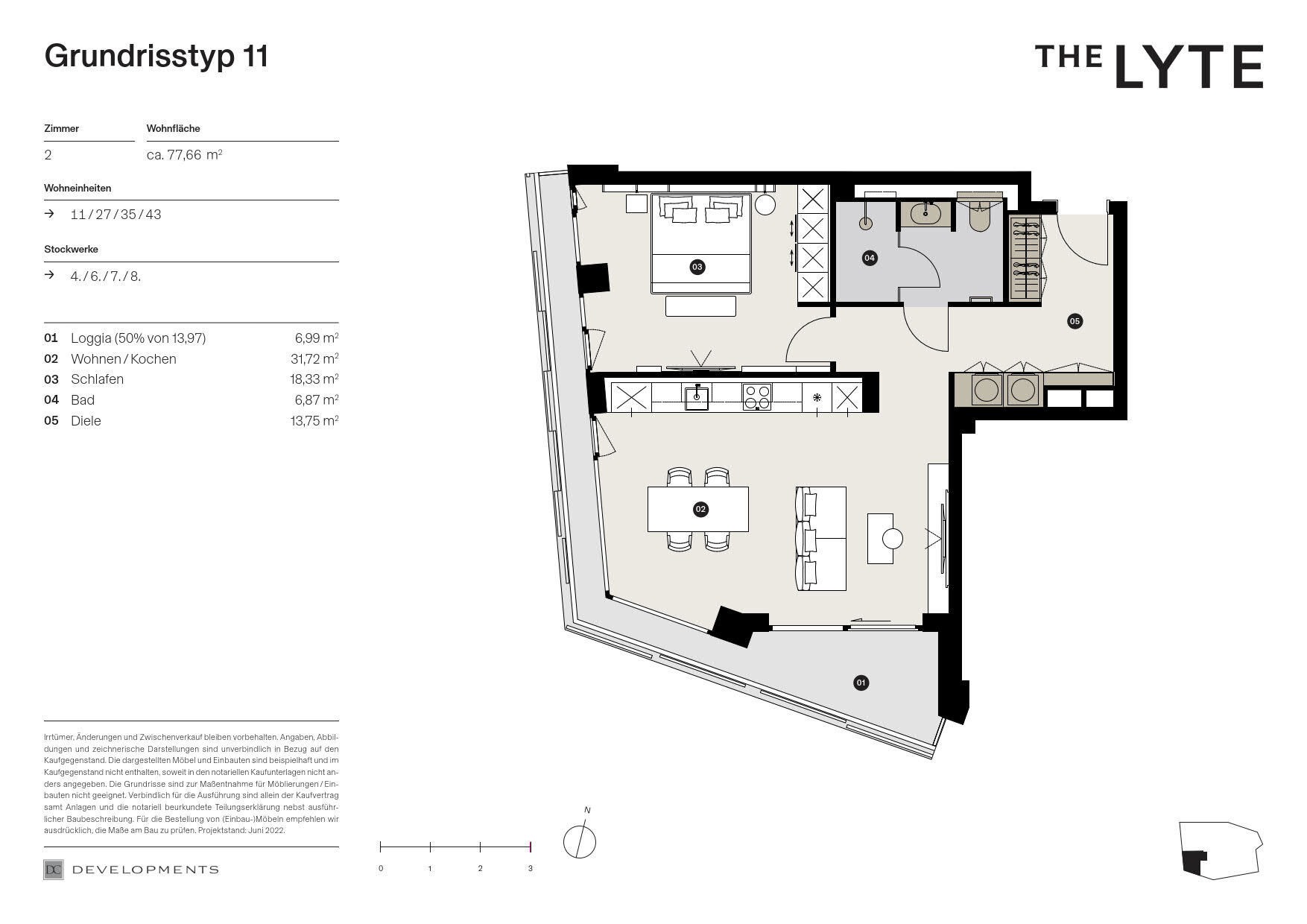 Studio zum Kauf 1.223.000 € 2 Zimmer 77,6 m²<br/>Wohnfläche 6.<br/>Geschoss HafenCity Hamburg 20457