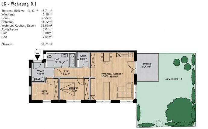 Terrassenwohnung zur Miete 1.052 € 3 Zimmer 87,7 m²<br/>Wohnfläche EG<br/>Geschoss 01.02.2025<br/>Verfügbarkeit Ruselbergstr. 4 Mietraching Deggendorf 94469