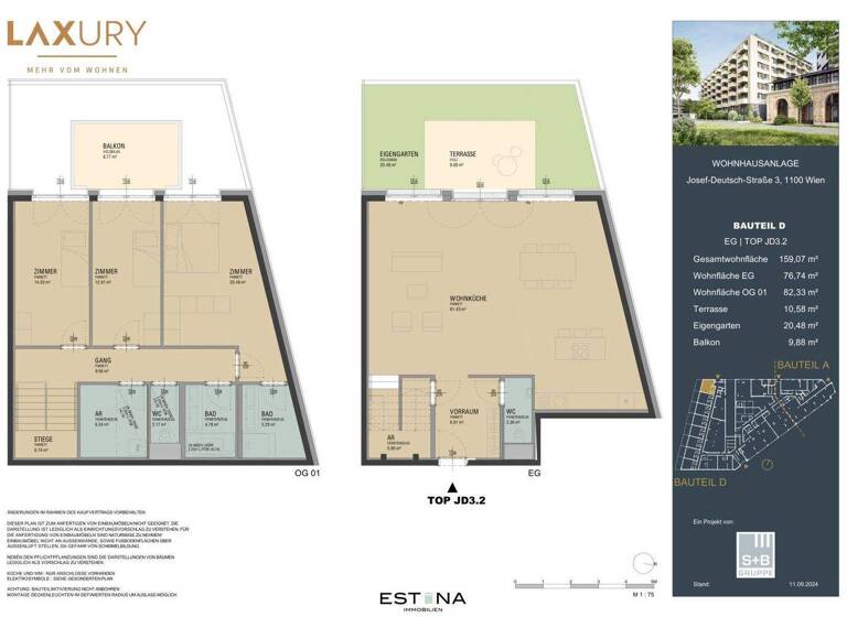 Wohnung zum Kauf - Erstbezug 879.000 € 4 Zimmer 153 m² EG Laxenburger Straße Wien 1100
