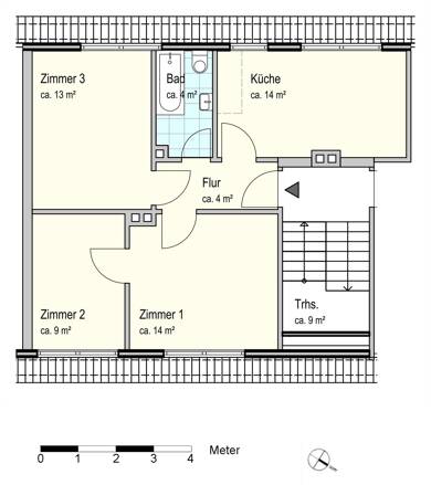 Wohnung zur Miete 457 € 3 Zimmer 55,3 m² 2. Geschoss frei ab 01.08.2025 Liegnitzer Straße 18 Dietrichsfeld Oldenburg 26127