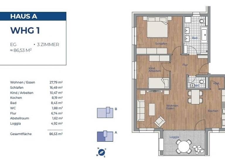Wohnung zum Kauf provisionsfrei 415.360 € 3 Zimmer 86,5 m²<br/>Wohnfläche EG<br/>Geschoss Heitersheim Heitersheim 79423
