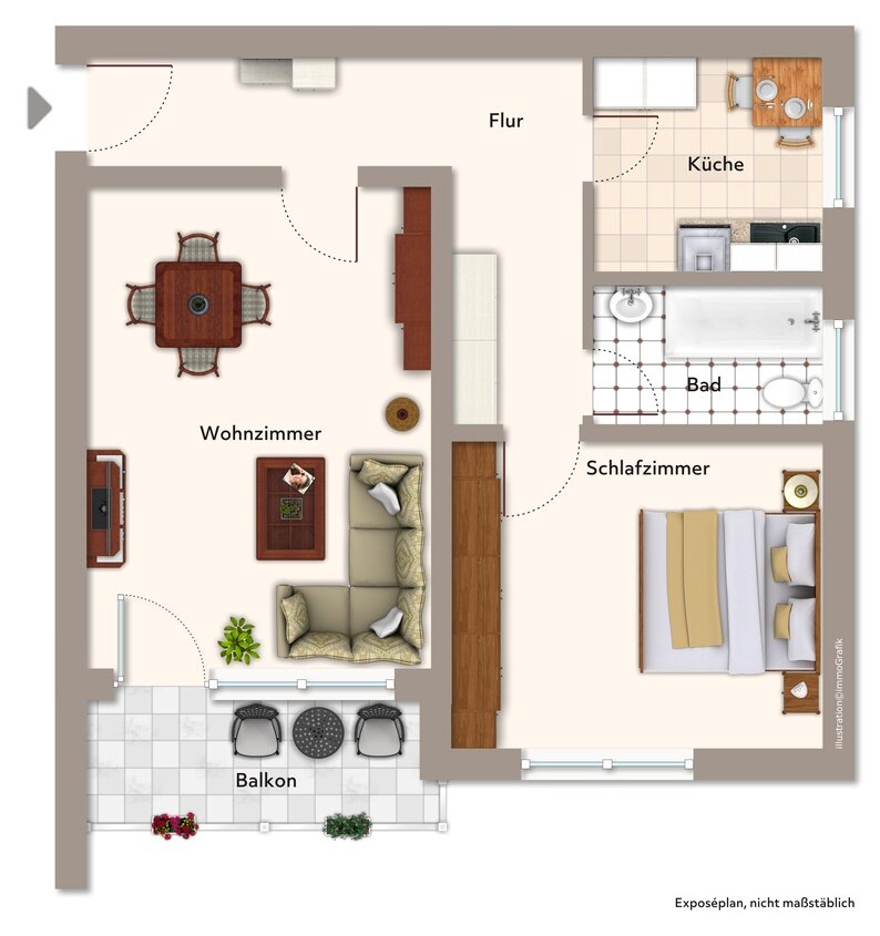 Wohnung zum Kauf 185.000 € 2 Zimmer 62,4 m²<br/>Wohnfläche 2.<br/>Geschoss Biblis Rastatt 76437