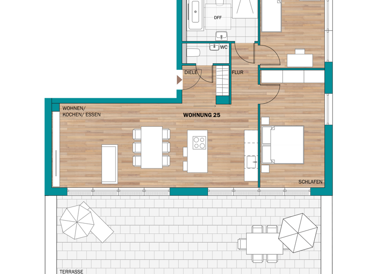 Wohnung zum Kauf provisionsfrei 655.200 € 3 Zimmer 100,8 m² 3. Geschoss frei ab 31.12.2027 Rüsselsheimer Straße 39-41 Waldhof Mannheim 68305
