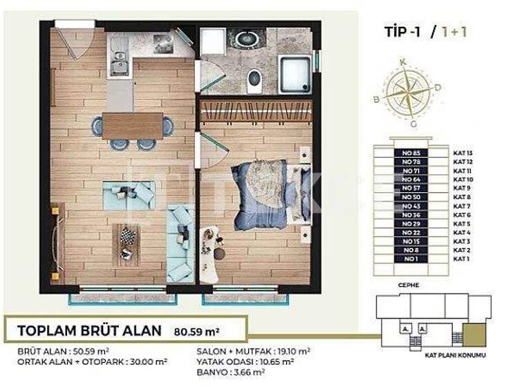 Studio zum Kauf 215.000 € 2 Zimmer 70 m² EG Istanbul 34020