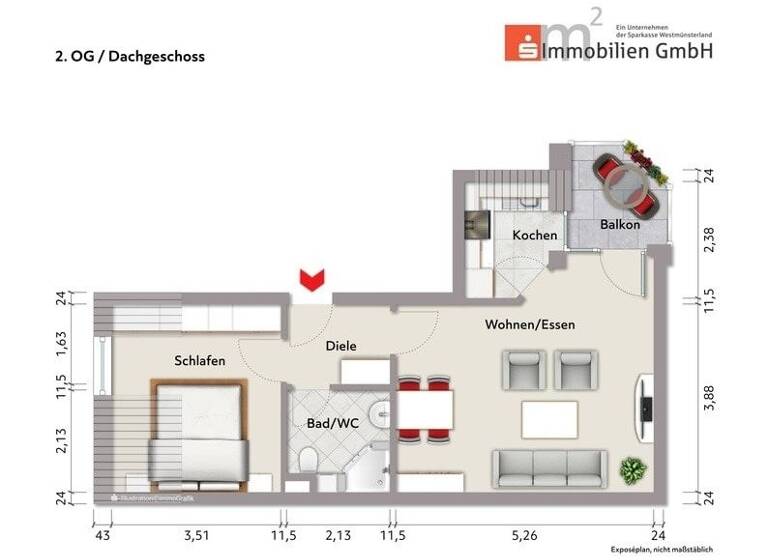 Wohnung zum Kauf 129.000 € 2 Zimmer 45,4 m² Coesfeld 48653