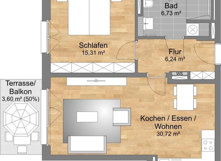 Wohnung zum Kauf provisionsfrei als Kapitalanlage geeignet 459.000 € 2 Zimmer 62,2 m²<br/>Wohnfläche Winterstraße 22 Großreuth b Schweinau Nürnberg 90431