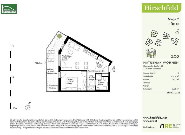 Wohnung zum Kauf - Erstbezug provisionsfrei 255.100 € 2 Zimmer 45,2 m² 2. Geschoss Gerasdorfer Straße 105 Wien 1210