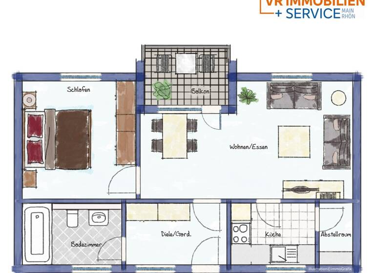 Wohnung zur Miete 483 € 2 Zimmer 50,9 m² 3. Geschoss Meiningen 98617