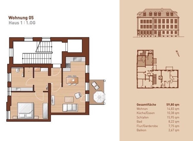 Wohnung zur Miete 600 € 2 Zimmer 59,8 m²<br/>Wohnfläche 1.<br/>Geschoss Trumgasse 16 Reichertsmühle Dinkelsbühl 91550