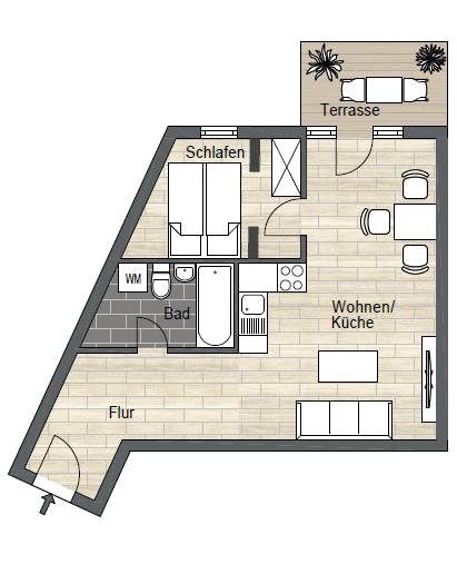 Terrassenwohnung zur Miete 510 € 2 Zimmer 50,4 m²<br/>Wohnfläche EG<br/>Geschoss ab sofort<br/>Verfügbarkeit Zöllmener Ring 6b Kesselsdorf Wilsdruff 01723