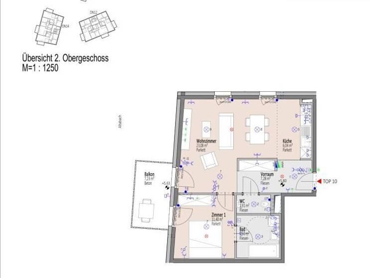 Wohnung zum Kauf - Erstbezug 255.000 € 2 Zimmer 55,2 m² 2. Geschoss Elisabeth Bollenberger - Gasse 10-14 Wiener Neustadt 2700