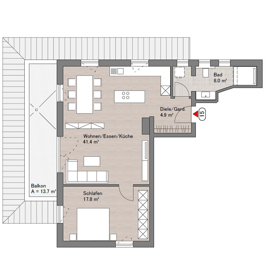 Wohnung zum Kauf 279.000 € 2 Zimmer 79 m²<br/>Wohnfläche Haunsheim Haunsheim 89437