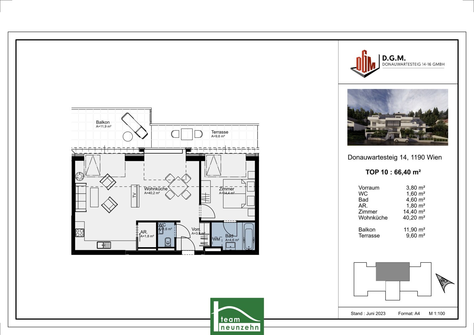 Wohnung zum Kauf 530.001 € 2,5 Zimmer 66,3 m²<br/>Wohnfläche 2.<br/>Geschoss Donauwartesteig 14 Wien 1190