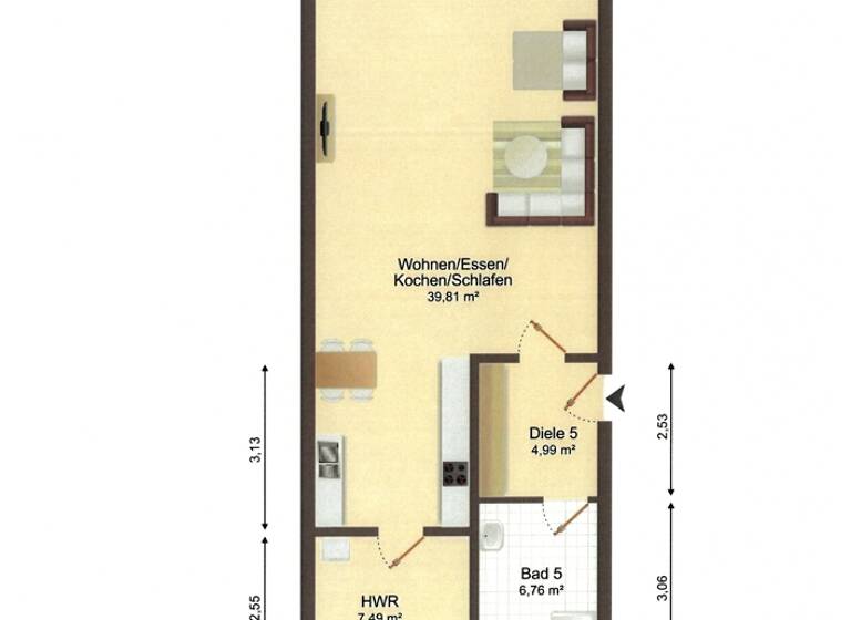 Studio zur Miete - Erstbezug 755 € 1 Zimmer 58,2 m² EG frei ab sofort Buer Melle 49328