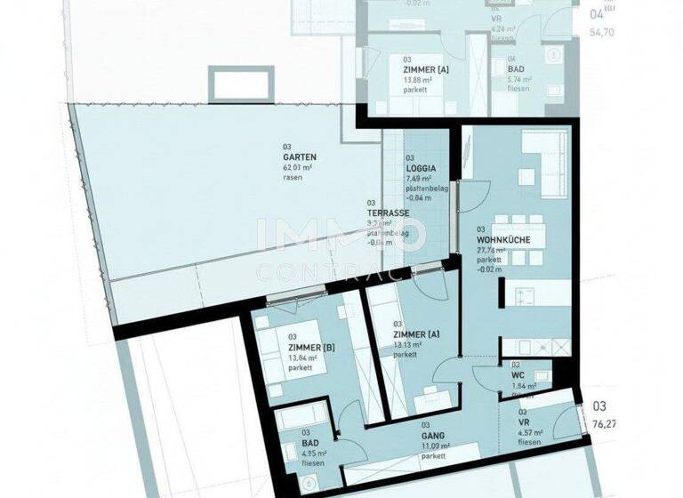 Wohnung zum Kauf - Erstbezug provisionsfrei 481.500 € 3 Zimmer 76,3 m² EG frei ab 30.03.2026 Wien 1220