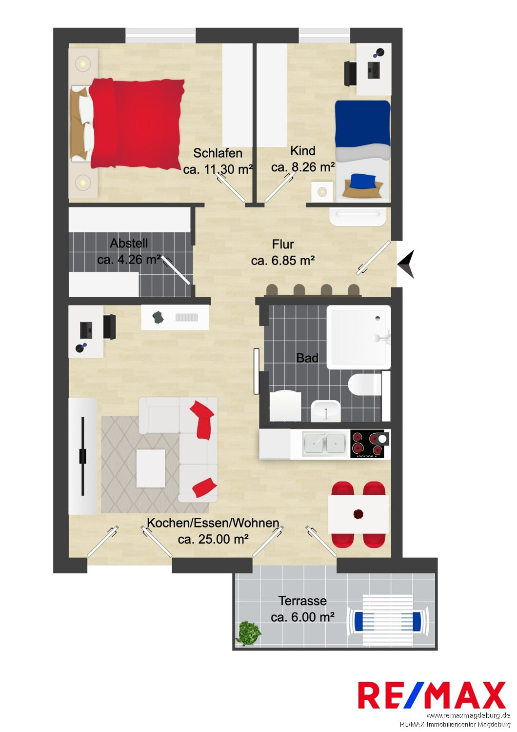 Wohnung zur Miete 688 € 3 Zimmer 63,7 m²<br/>Wohnfläche 01.02.2025<br/>Verfügbarkeit Kleiner Harz Magdeburg / Lemsdorf 39118