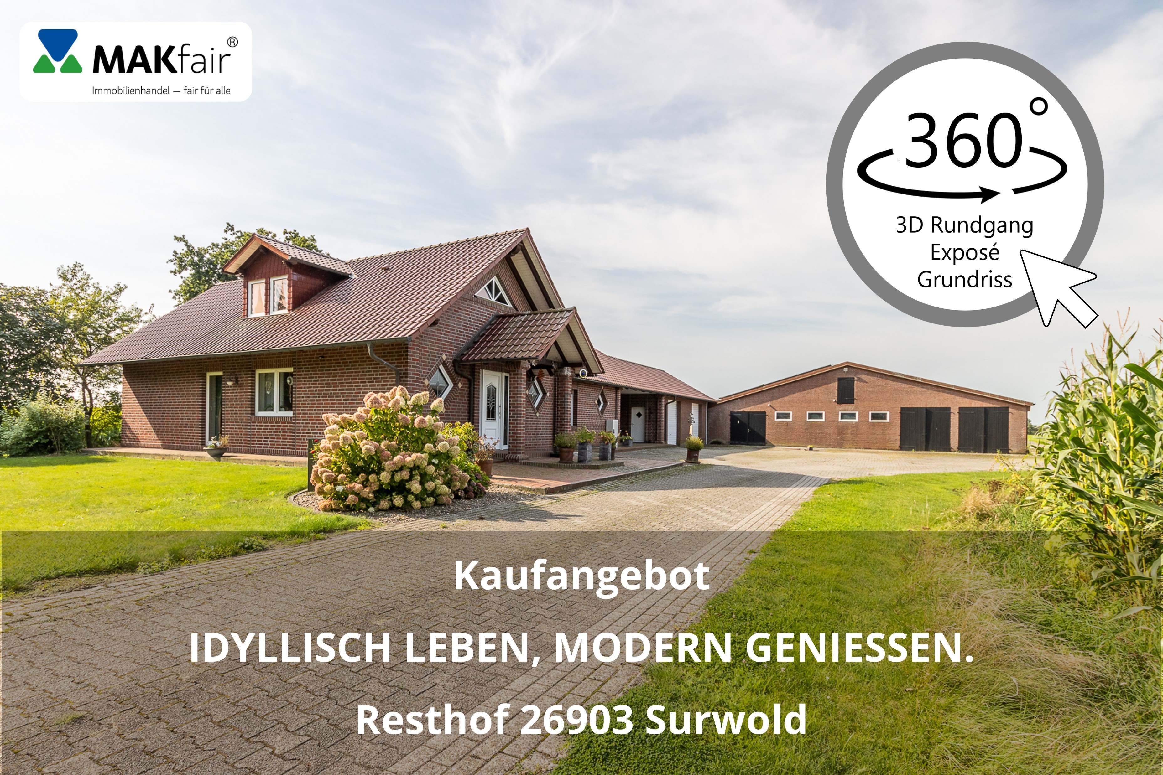 Bauernhaus zum Kauf provisionsfrei 567.000 € 6 Zimmer 196 m²<br/>Wohnfläche 10.000 m²<br/>Grundstück Weideweg 20 Börgerwald Surwold 26903