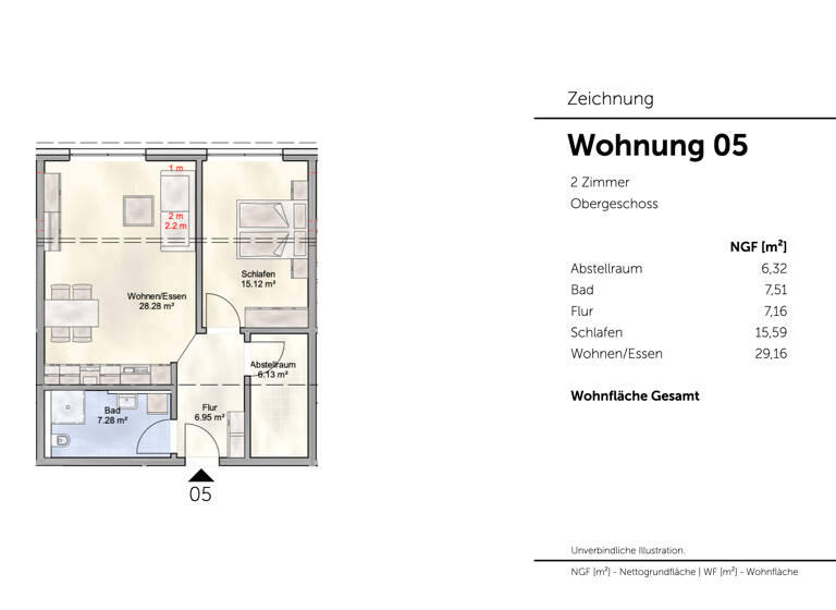 Wohnung zum Kauf provisionsfrei 283.776 € 2 Zimmer 63,8 m²<br/>Wohnfläche Bissendorf Wedemark 30900