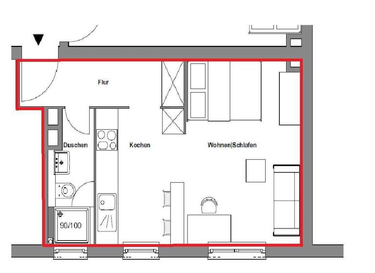 Studio zur Miete 500 € 1 Zimmer 34,4 m² 1. Geschoss Helmstraße 4 St Johannis Nürnberg 90419