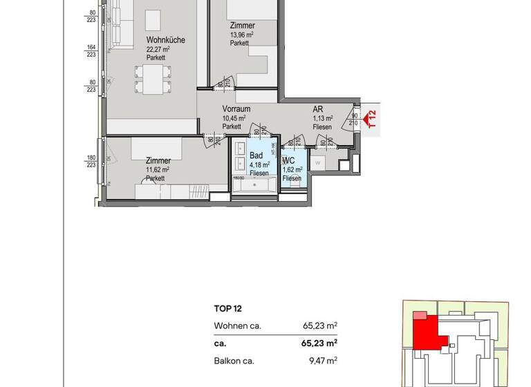 Wohnung zum Kauf - Erstbezug provisionsfrei 545.000 € 3 Zimmer 65,2 m² 1. Geschoss Wien 1140